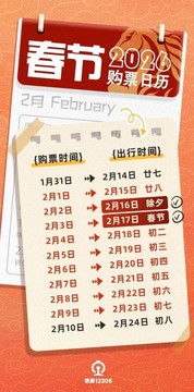 春节假期首日火车票今起开售